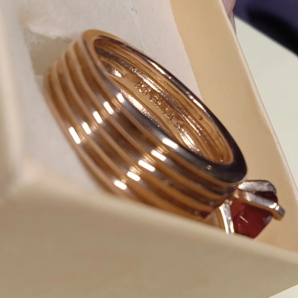 Sterling Silver 925 Gold Tone Pink Gemstone Ring size 6 - Picture 10 of 13